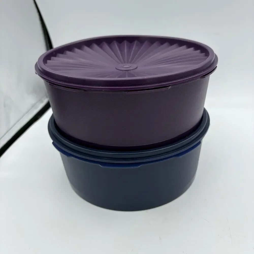 Tupperware‎ Containers Servalier Stacking Canisters 7.5 Cups w Lids Lot of 2 D
